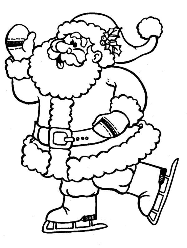 Nawet Święty Mikołaj uwielbia jeździć na łyżwach w wolnym czasie kolorowanka do druku